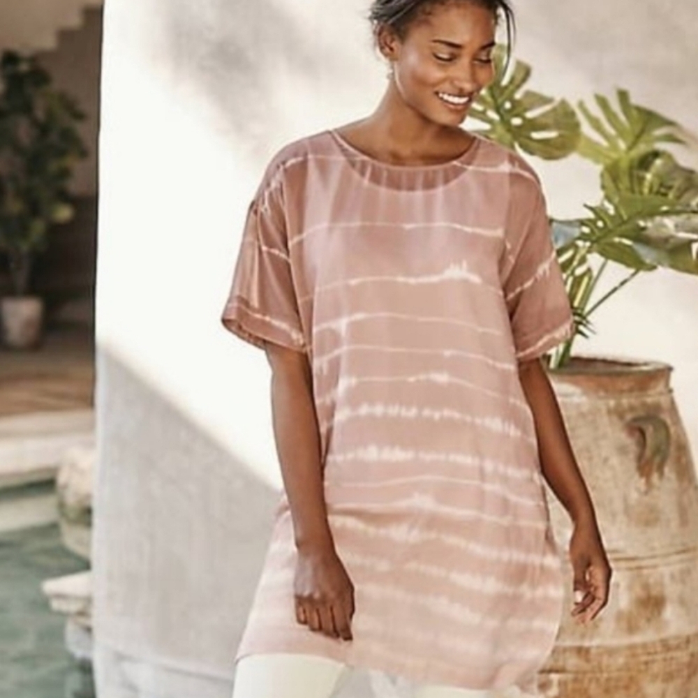 J. Jill Sheer Fawn Ombre Sz LP Cotton Silk Blend Tunic Top